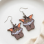 Grumpy Tom Cartoon Wooden Cat Earrings for Women | Quirky Style