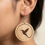 hummingbird engraved wooden earrings round pendant boho nature lightweight dangle earrings