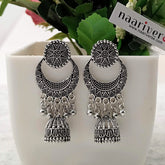 Chaandbali Cute Jhumka Oxidised Silver Ethnic Earrings