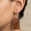 botanical vine wooden earrings for women rectangular nature leaf engraved dangle earrings