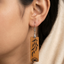 lotus vine wooden earrings for women minimalist rectangular botanical engraved dangle earrings lightweight