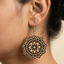 floral mandala wooden earrings for women boho circular engraved statement lightweight dangle earrings