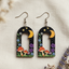 Moon garden wooden earrings with crescent moon stars flowers and mushrooms for women
