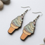 Pastel ice cream cone wooden earrings cute dessert dangle earrings for women summer jewelry