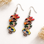 Powerpuff Girls trio wooden earrings for women with colorful cartoon character stacked design