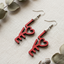 Red love key wooden earrings with heart design romantic jewelry for women