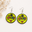 Stay Weird smile wooden earrings for women, funky colorful statement earrings with playful face design
