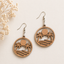 Tropical Sunset Palm Tree Earrings for Women | Beach Wooden Statement Drop Earrings