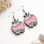 Tropical coconut drink wooden earrings with pastel summer cocktail design for women