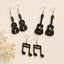 Music Note, Guitar & Violin Wooden Earrings – Set of 3