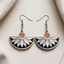 Zen lotus half moon wooden earrings artistic boho dangle earrings for women spiritual jewelry