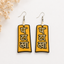 patakha wooden earrings for women hindi text bold desi yellow quirky statement lightweight earrings