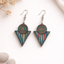 rainbow spiral geometric wooden earrings for women colorful boho triangle drop lightweight artistic earrings