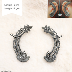Beautiful Ear Cuffs Silver Oxidised Festive Season Earrings