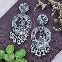 Traditional Silver Oxidised Dangler Drop Stud Jhumki Drop Earrings
