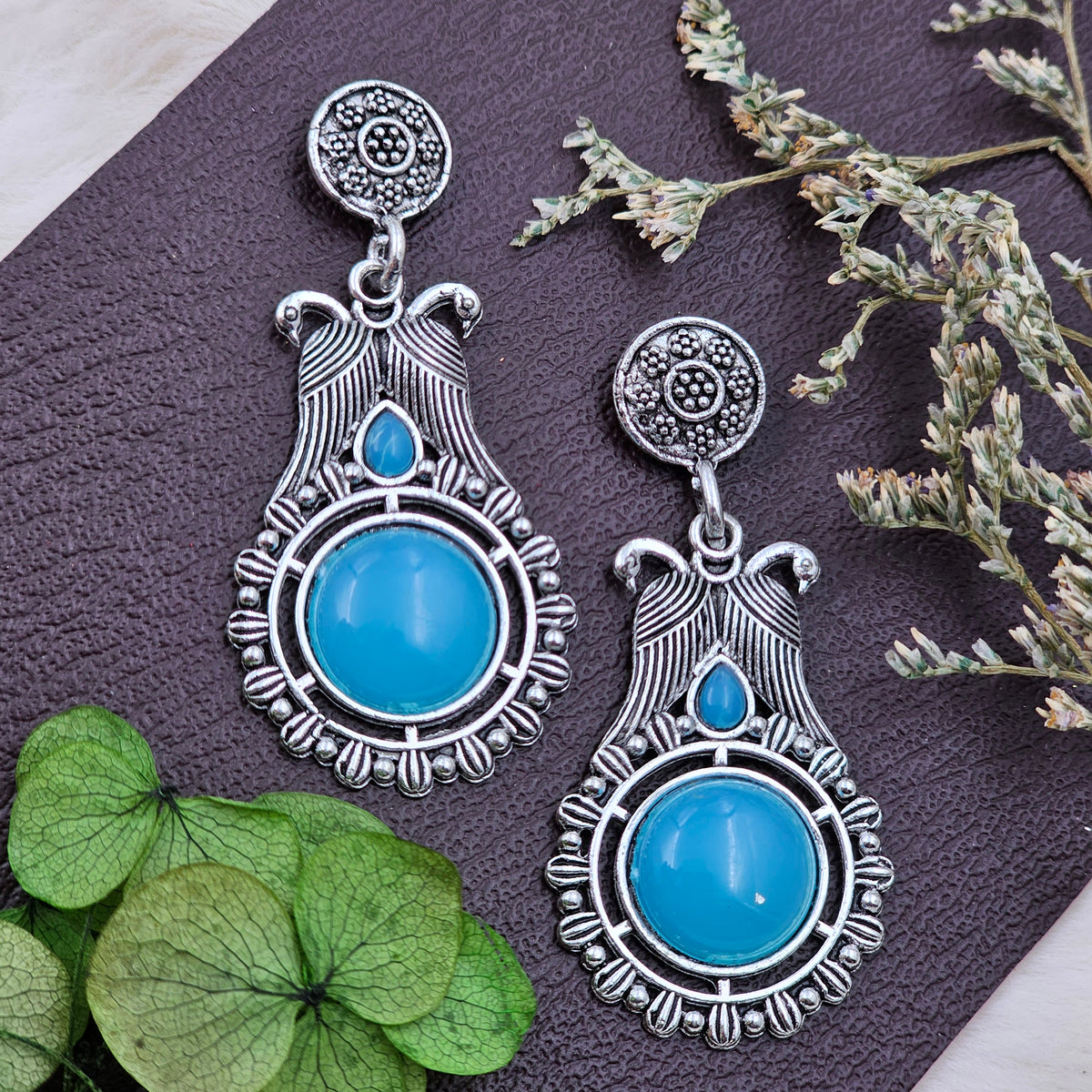 Rustic Blue Stone Dangler Earrings