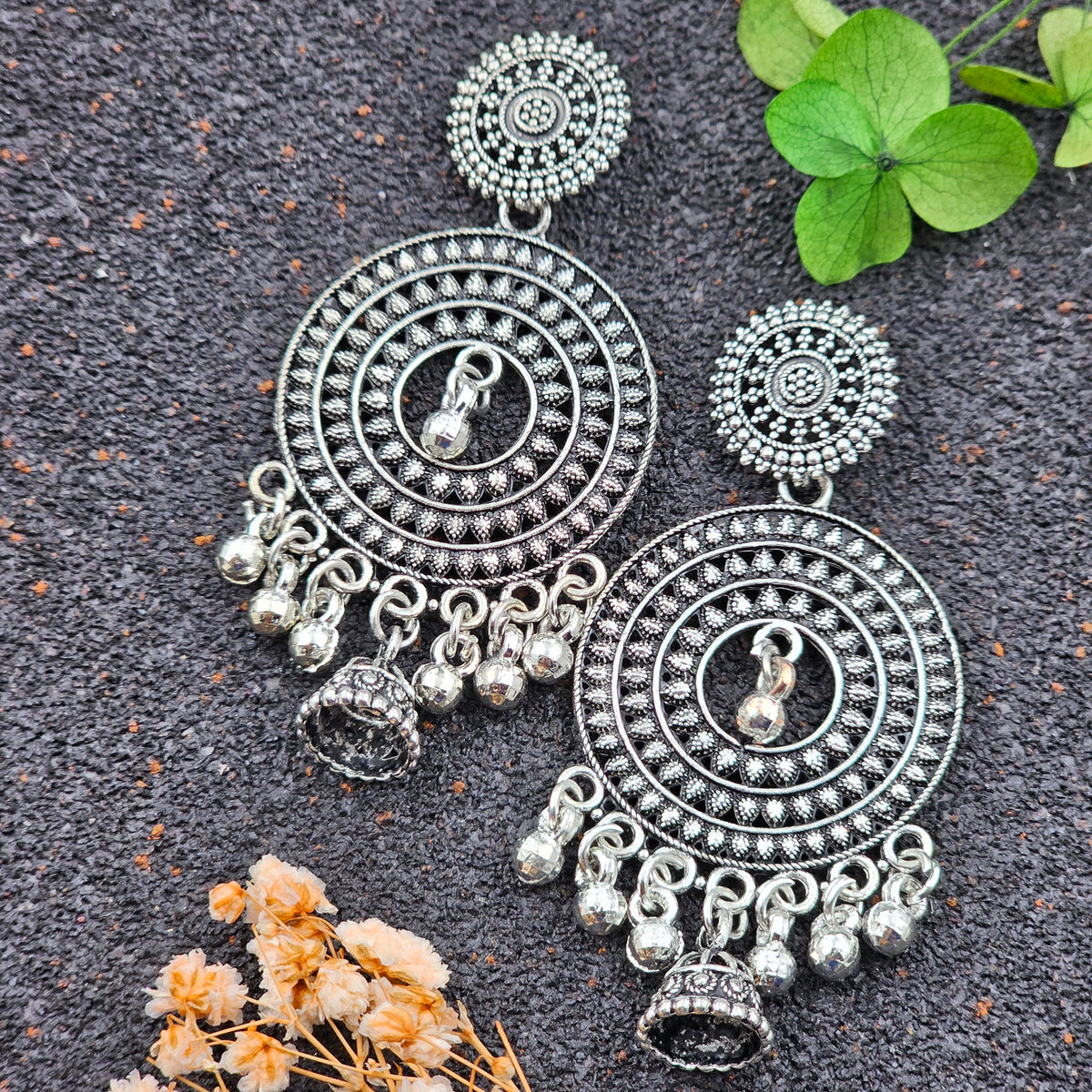 Gorgeous Traditional Silver Oxidized Dangler Drop Jhumka Earrings