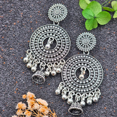 Gorgeous Traditional Silver Oxidized Dangler Drop Jhumka Earrings