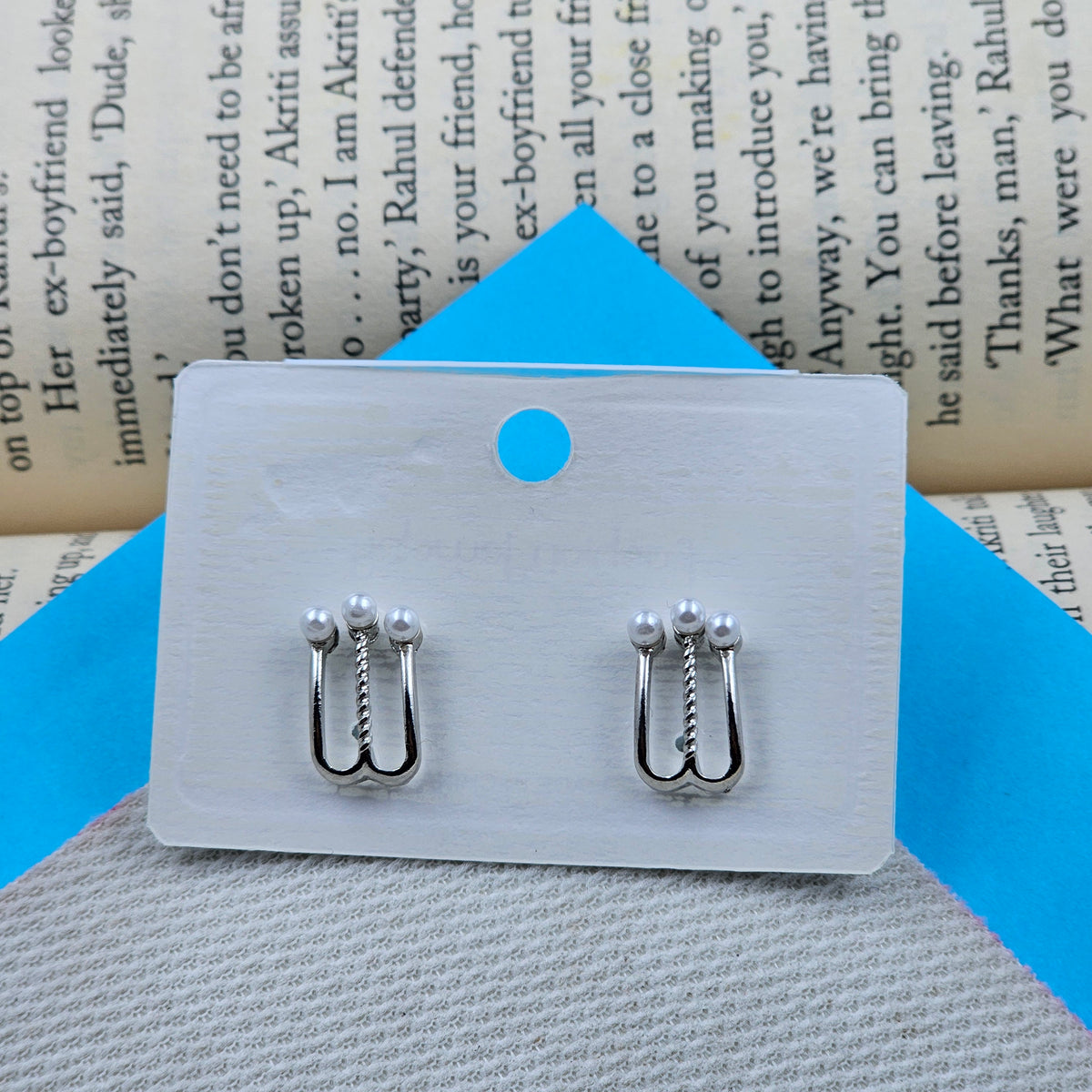 Cute Tiny Silver Stone Earrings