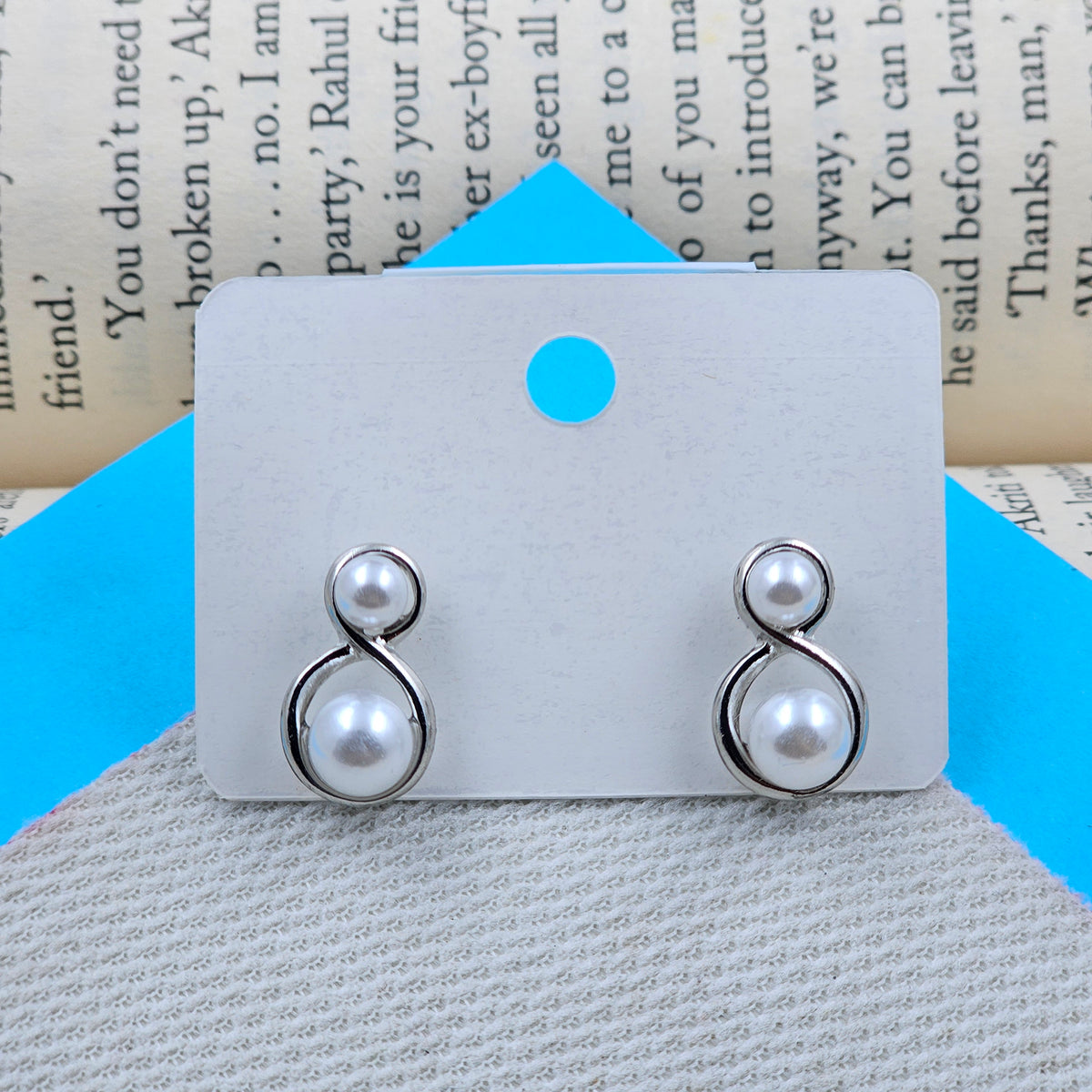 Classic White Pearl Infinite Silver Earrings