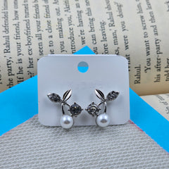 Sparkling Silver Branch & Pearl Earrings