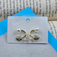 Rose Shape Pearl Studded Golden Daily Wear Earrings