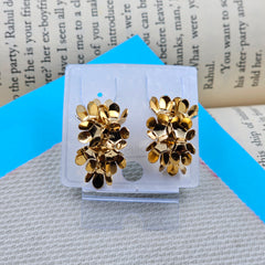 Golden Floral Cluster Chunky Earrings