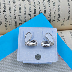 Elegant Winged Silver Rhinestone Earrings