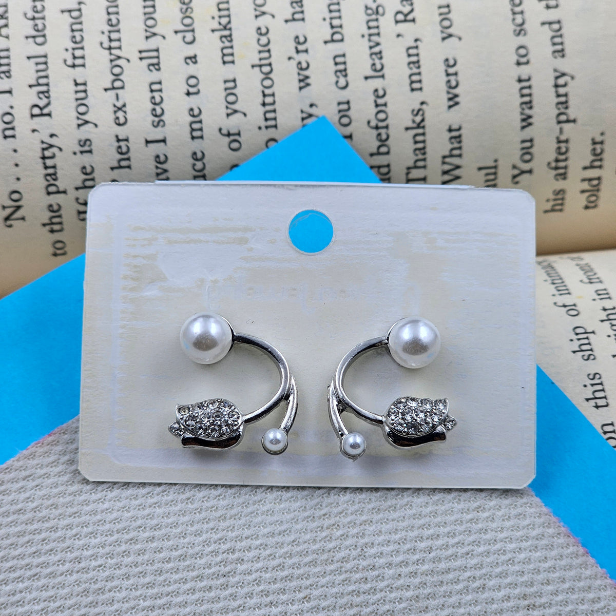 Rose Shape Pearl Studded Silver Daily Wear Earrings
