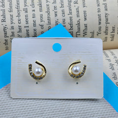 Stone & Pearl Golden Daily Wear Earrings