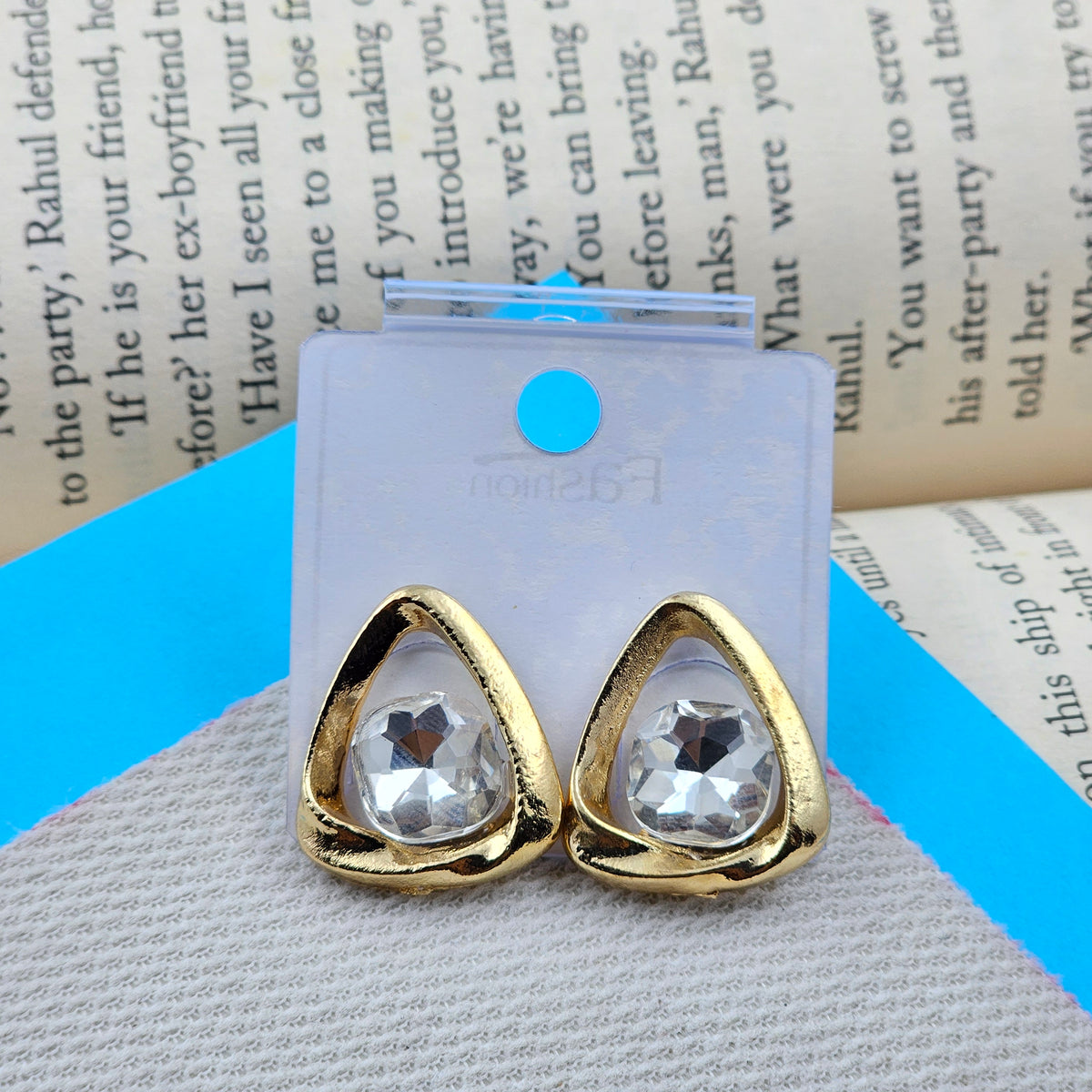 Party Wear Classic Gold & Crystal Statement Earrings