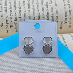 Cute Double Heart Silver Drop Earrings
