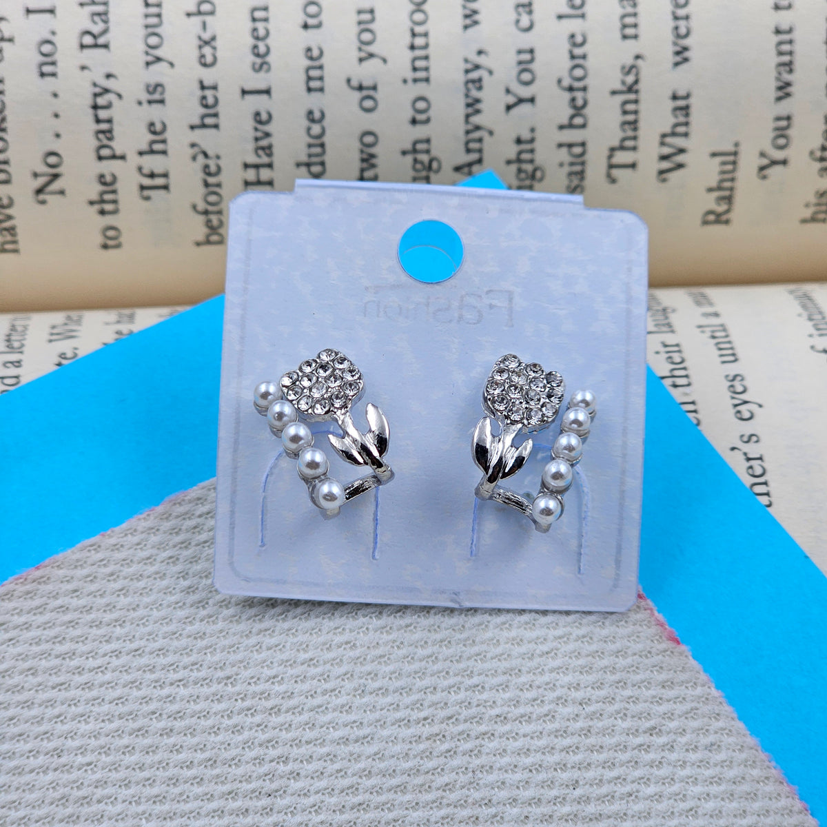 Stone Studded Flower Studs Floral Earrings