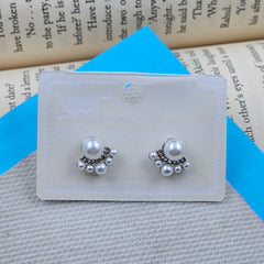 Tiny Korean White Pearl Cluster Studs Earrings