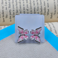 White & Pink Butterfly Fashion Earrings