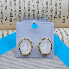 Statement White Golden Korean Studs Earrings