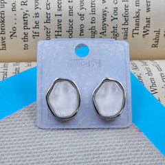 White Acrylic Silver Studs Fashion Earrings