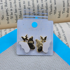 Big & Tiny Butterfly White & Golden Earrings
