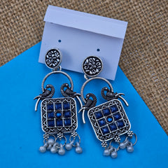 Intricately Designed Blue Stone Dangler Earrings