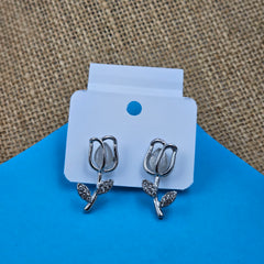 Silver Color Tulip Stud Fashion Earrings