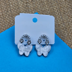 Unique Silver & Pearl Butterfly Earrings