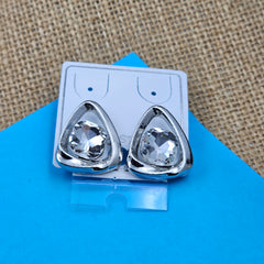 Triangle Shape Stone Studded Silver Fashion Studs Earrings