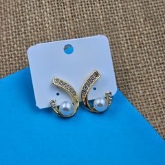Beautiful Party Wear Golden Pearl Studs Earrings