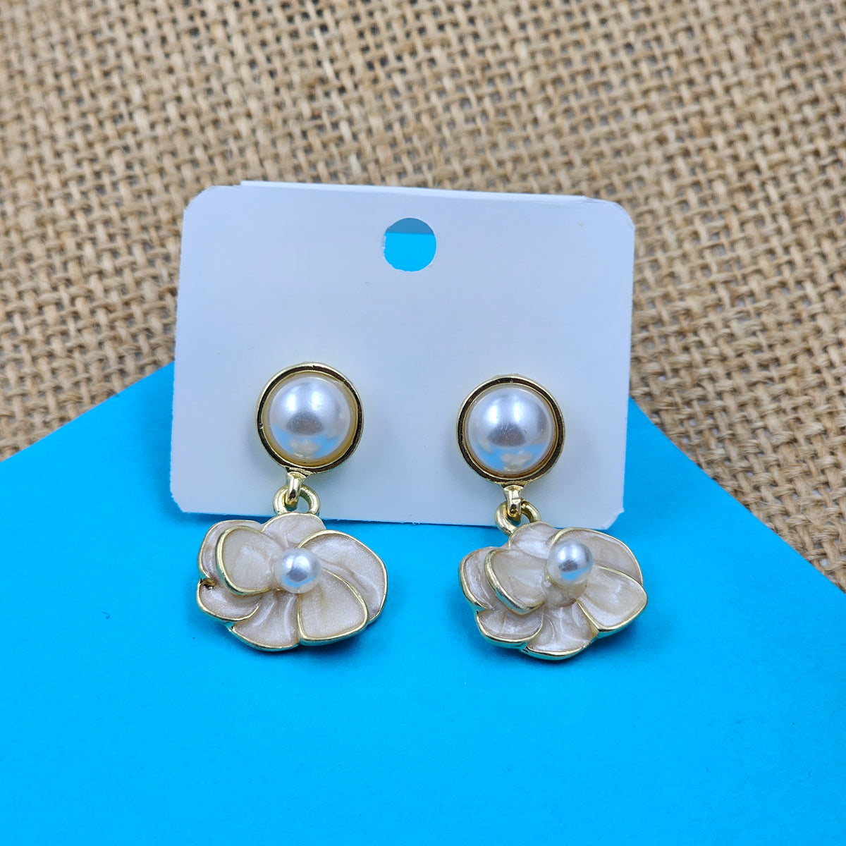 Pearl Stud Floral Golden Fashion Earrings