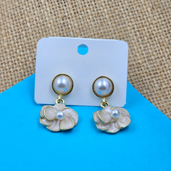 Pearl Stud Floral Golden Fashion Earrings