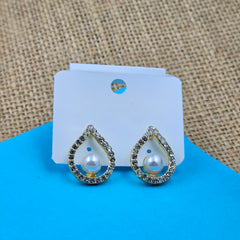 Water Drop Shape Inside Peral Golden Earrings
