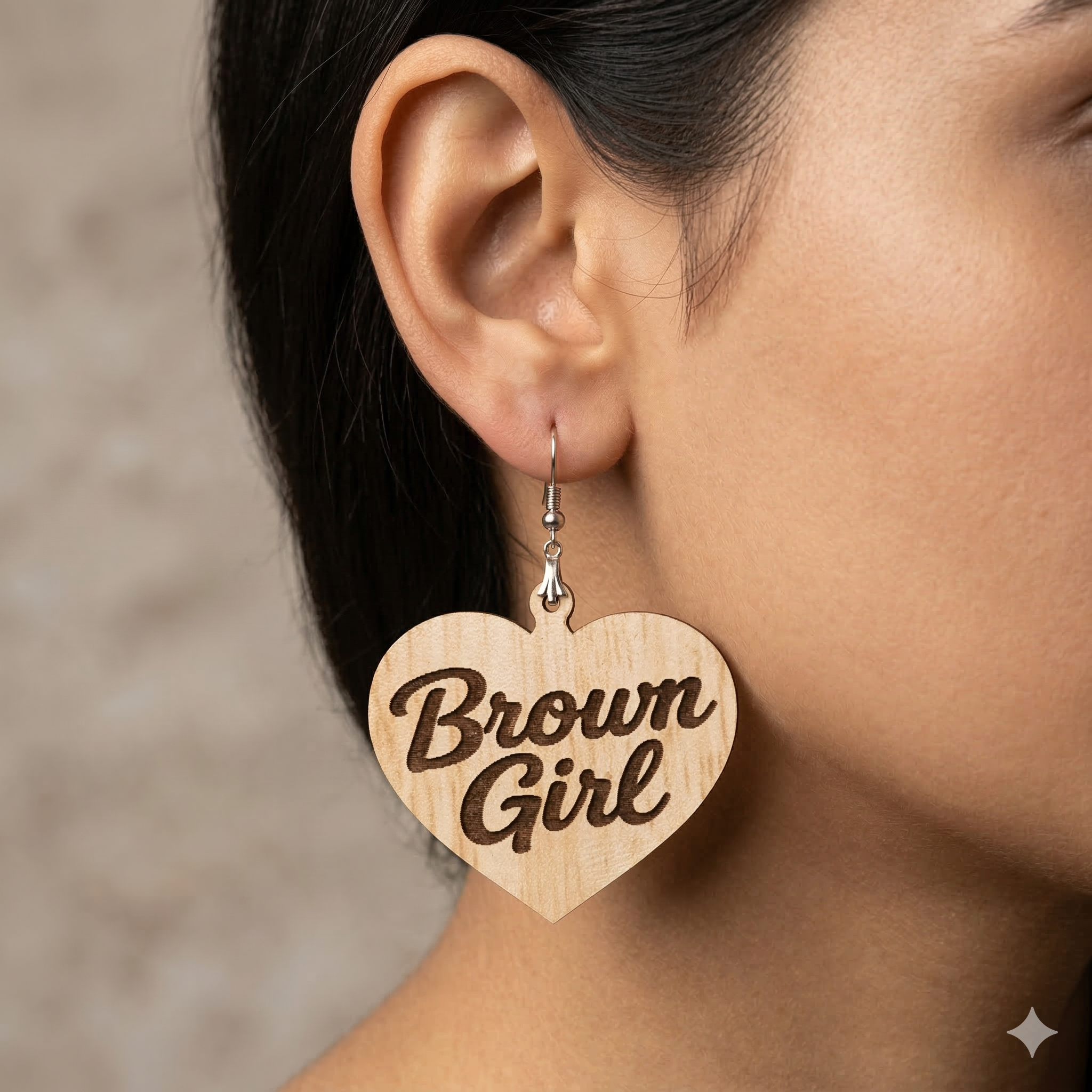 brown girl heart wooden earrings for women statement cultural pride earrings Main image