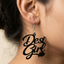 desi girl wooden earrings for women bold script statement dangle earrings