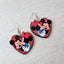 Disney Mickey Mouse and Minnie Mouse heart-shaped wooden earrings for women featuring a romantic kissing design with lightweight fish hook ear wires.