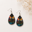Dragonfly wooden earrings for women with colorful floral night design